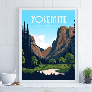 El Capitan Travel Print, Yosemite National Park, Yosemite Poster, Yosemite Wall Art, US Park Art, US Park Poster, Yosemite A3 Print