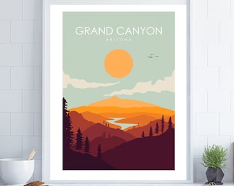 Grand Canyon Poster, Arizona Wall Art, Arizona Poster, Retro Travel Poster, Travel Wall Art, Housewarming Gift, Dorm Decor, US Poster