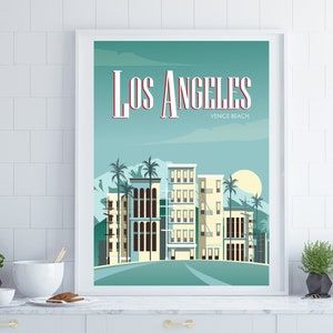 Los Angeles Travel Poster, California Travel Poster,  Retro California Poster, Venice Beach Poster, Retro Poster, Travel Poster