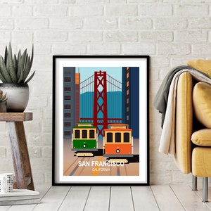 San Francisco Poster, Golden Gate Bridge Poster, California Poster, Travel Poster, Travel Gift, City Poster, Architecture Wall Art