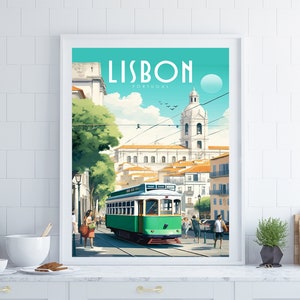 Lisbon Poster, Lisbon Retro Wall Art, Portugal Wall Art, Lisbon Gift, Travel Wall Art, Retro Decor, Portugal Decor, AirBnb Decor