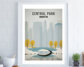 New York Poster, Central Park Poster, Manhattan Poster, New York Gift, Travel Poster, Travel Gift, City Poster, US Poster, Central Park
