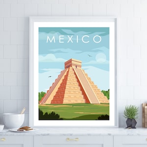 Mexico Travel Poster, Mexico Wall Art, Travel Wall Art, Travel Poster, Anniversary Gift, Mexico Gift, Wedding Wall Art
