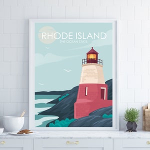 Rhode Island Poster, Newport Rhode Island, Coastal Wall Art, Retro Travel Poster, Travel Poster, Travel Gift, City Poster, Wedding Gift