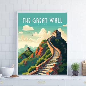 Great Wall of China Travel Poster, Great Wall of China Print, China Art Print, Great Wall of China Gift, Great Wall of China Wall Art