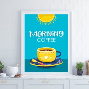 Coffee Poster, Retro Kitchen Wall Art, Kitchen Wall Art, Kitchen Poster, Kitchen Sign, Housewarming Gift, Kitchen Art Print