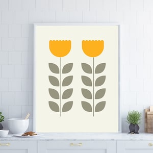 mid century wall art, mid century art, retro wall art, retro print, retro art print, geometric art, living room art, flower wall art