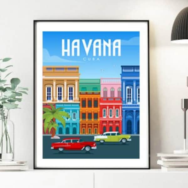 Cuba Poster, Cuba Wall Art, Havana Travel Wall Art, Honeymoon Gift, Wedding Present, Retro Style Poster, New Home Gift, Anniversary Present