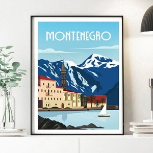 Montenegro Poster | Montenegro Wall Art | Honeymoon Gift | Travel Wall Art | Romantic Wall Art | Bedroom Wall Art | Retro Travel Art