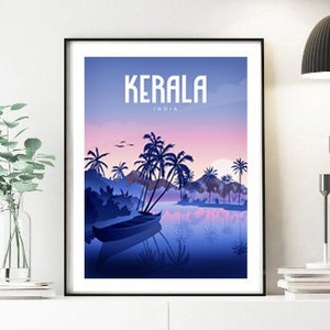 Kerala Poster, Kerala Wall Art, Kerala Travel Poster, India Wall Art, Indian Poster, Indian Gift, Travel Wall Art