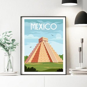 Mexico Travel Poster, Mexico Wall Art, Travel Wall Art, Travel Poster, Anniversary Gift, Mexico Gift, Wedding Wall Art