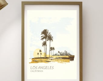 California Poster, Los Angeles Print, Los Angeles Gift, California Gift, Retro Travel Poster, Gift for Traveller, Travel Poster