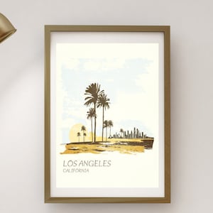 California Poster, Los Angeles Print, Los Angeles Gift, California Gift, Retro Travel Poster, Gift for Traveller, Travel Poster
