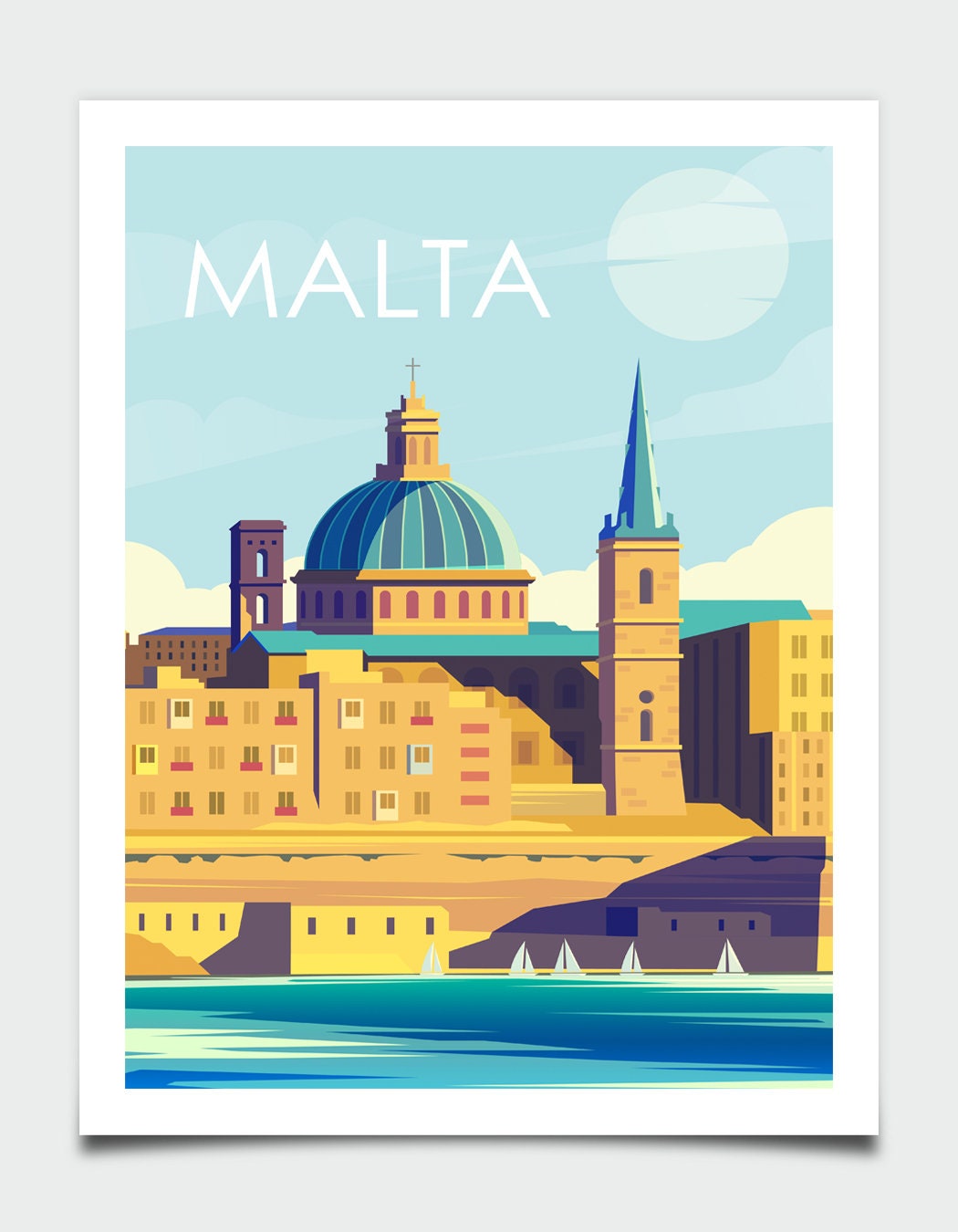 Malta Travel Poster Valetta Malta Poster Anniversary Gift Etsy UK