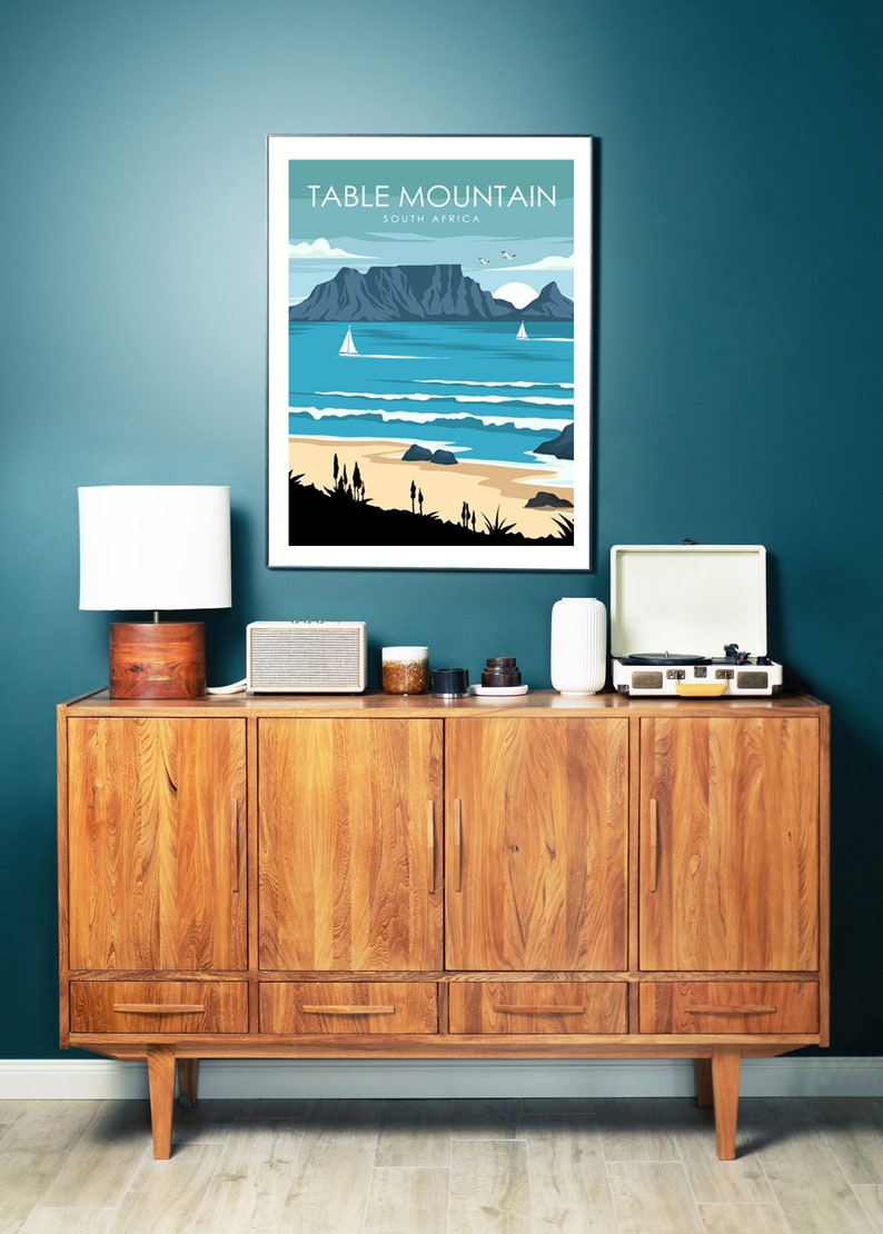 Table Mountain Poster Cape Town Poster South Africa Poster Etsy