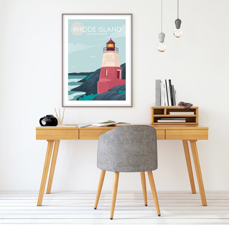 Rhode Island Poster, Newport Rhode Island, Coastal Wall Art, Retro Travel Poster, Travel Poster, Travel Gift, City Poster, Wedding Gift image 6