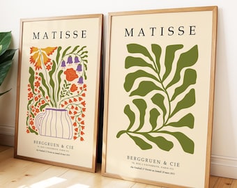 Set of 2 Matisse Flower Market Prints, Boho Flower Art, Bedroom Wall Décor, Living Room Wall Print, Exhibition Poster,  Mid Century Prints