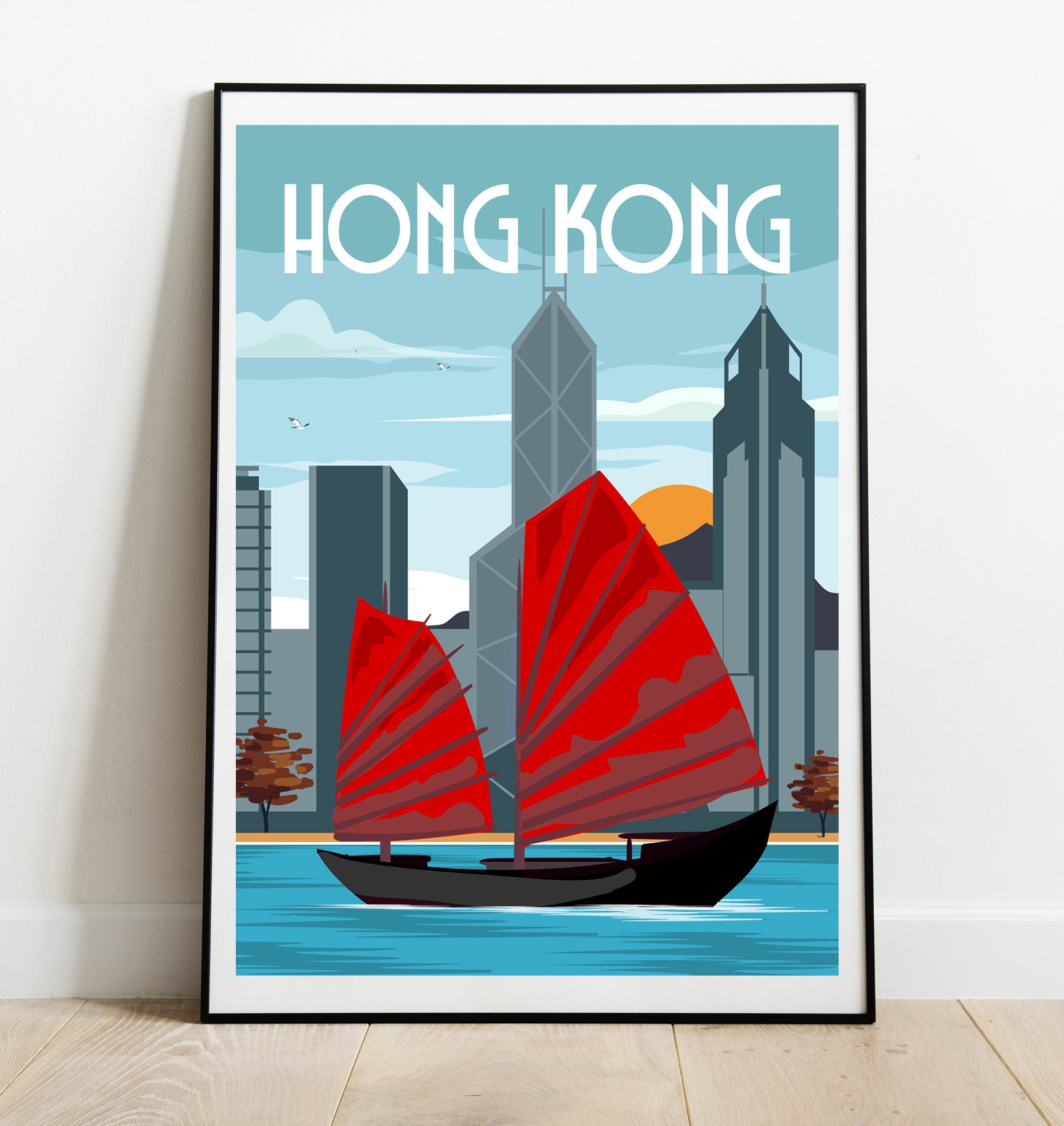 Hong Kong Poster, Hong Kong Art, Hong Kong Wall Art, Travel Wall Art, Retro Wall  Art, Housewarming Gift, Large Wall Art, Living Room Art - Etsy