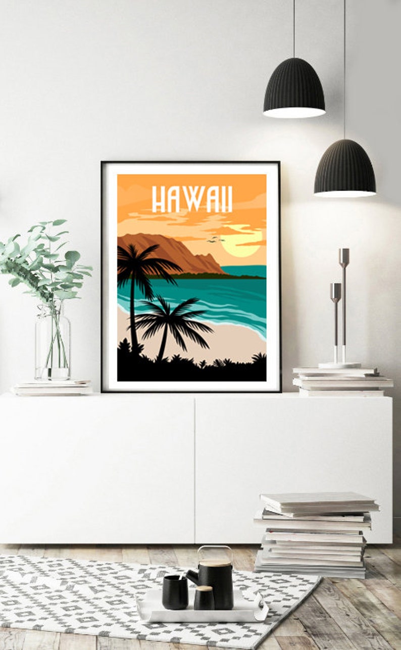 Hawaii Poster, Hawaii Wall Art, Travel Poster, Retro Travel Poster, Hawaii Print, Retro Poster, Coastal Decor, New Home Gift image 5