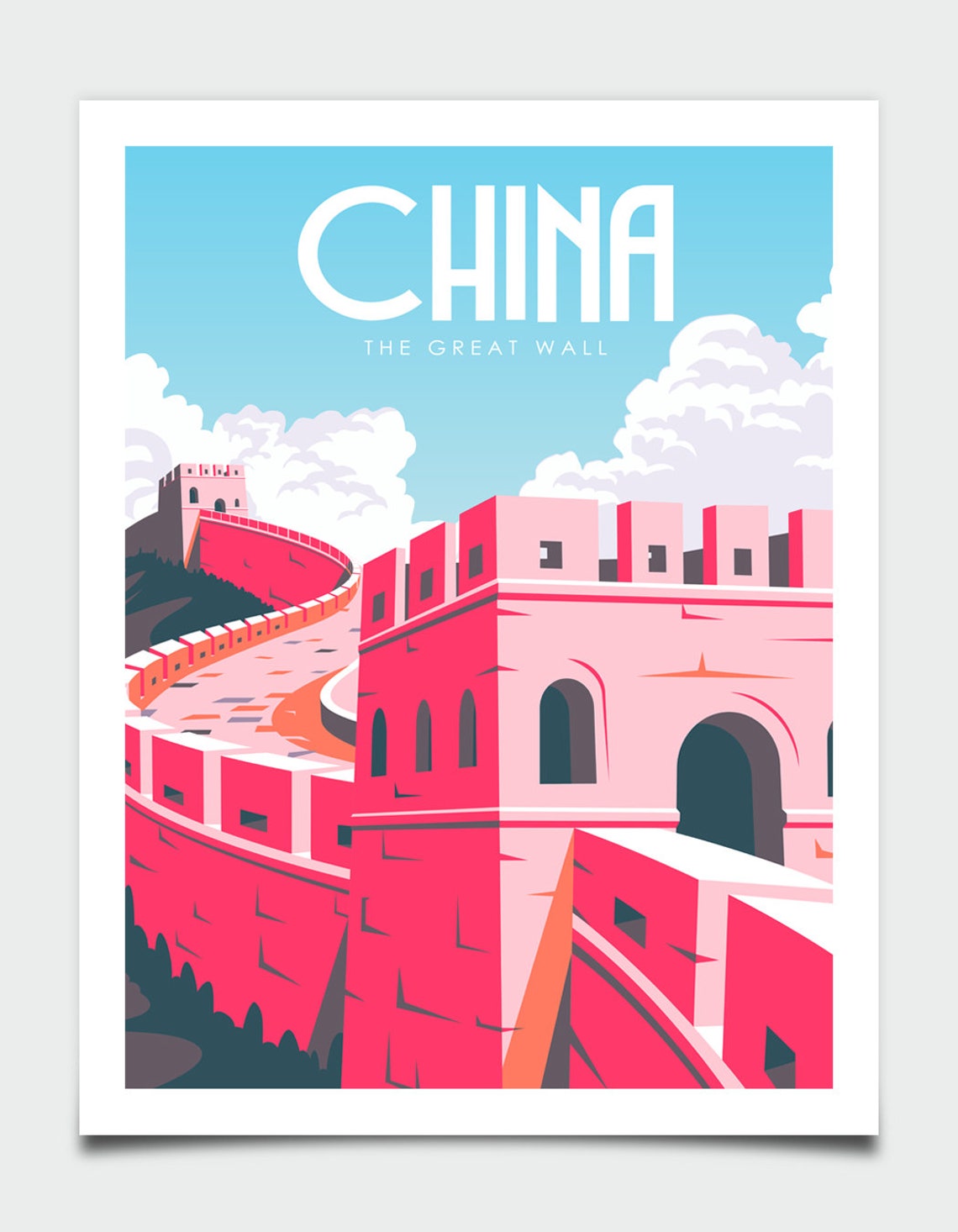 China Poster China Wall Art Great Wall of China Art Travel Etsy