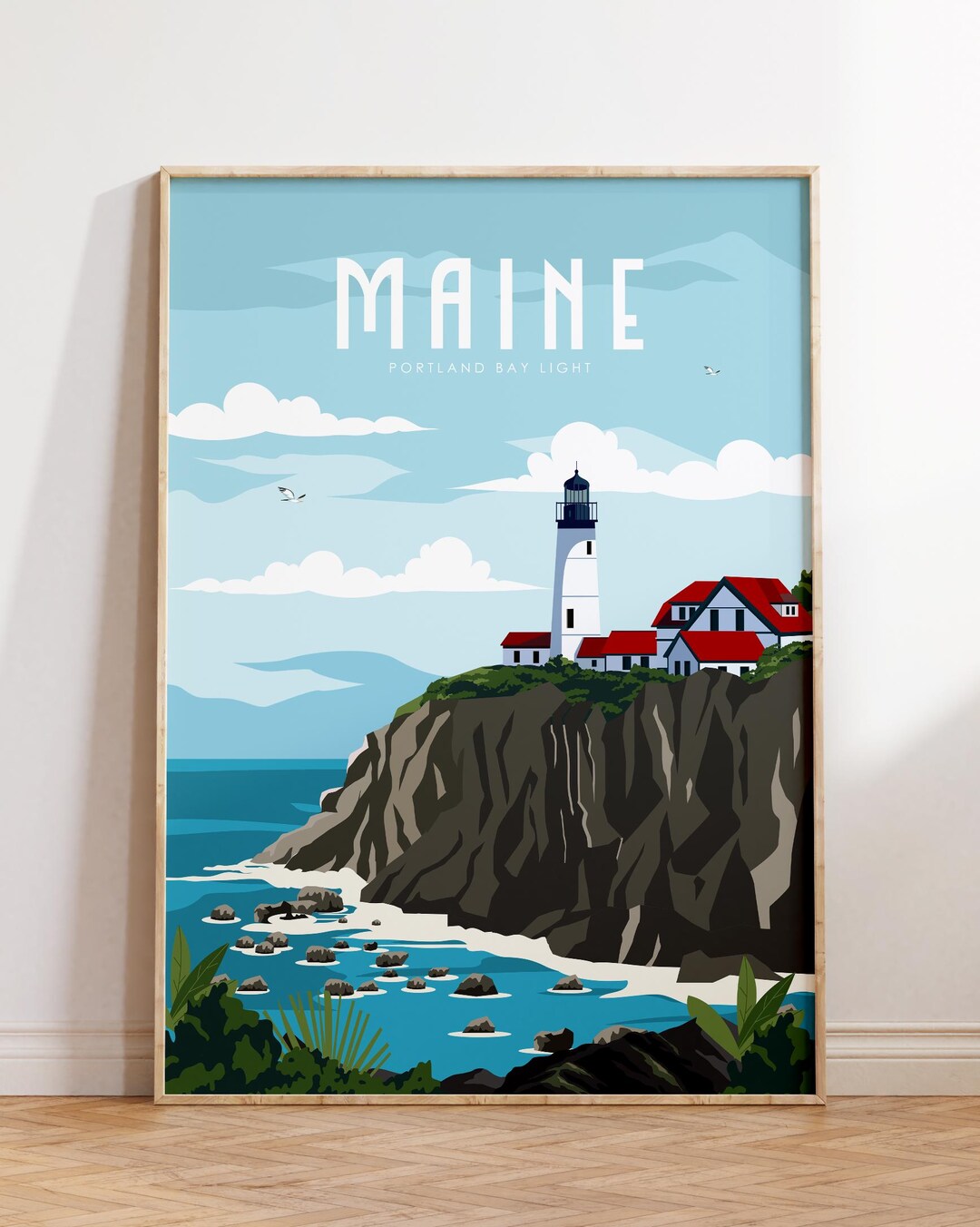 Portland Head Light Poster Maine Lighthouse Wall Art Coastal Travel ...