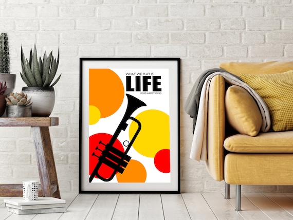 Jazz Print, Retro music print, Jazz quote poster, retro wall art, music wall art, louis armstrong quote, Jazz wall art, music poster