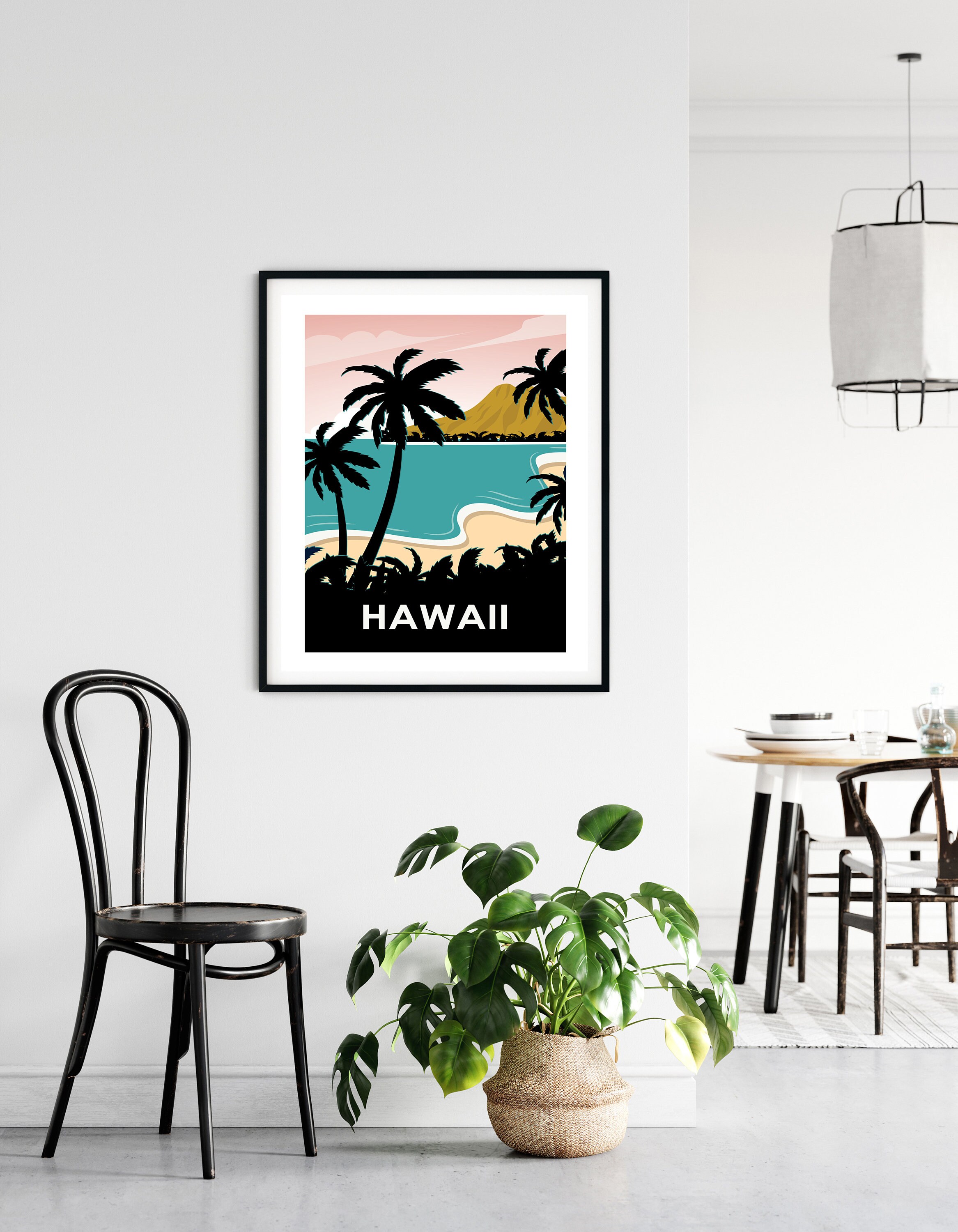 Hawaii Poster Retro Hawaii Travel Print Retro Poster Hawaii - Etsy