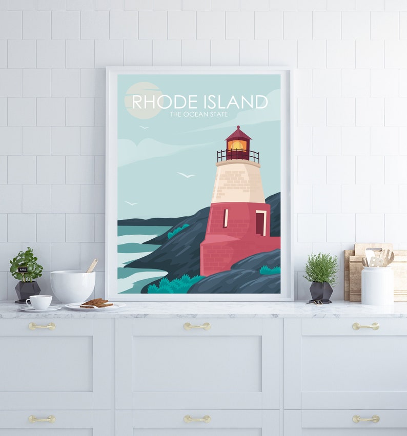 Rhode Island Poster, Newport Rhode Island, Coastal Wall Art, Retro Travel Poster, Travel Poster, Travel Gift, City Poster, Wedding Gift image 1