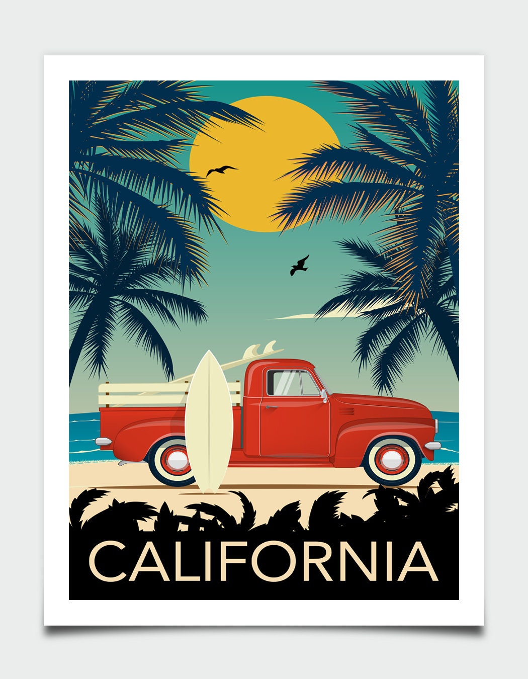California Travel Poster Retro California Poster Retro Etsy
