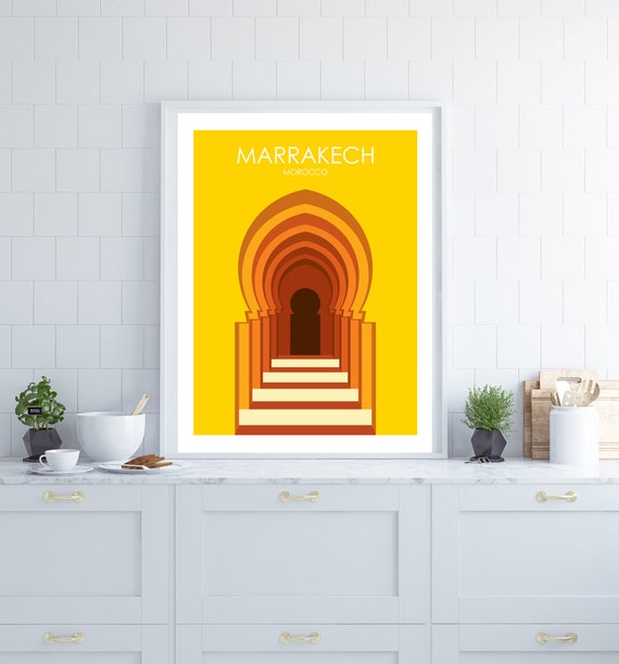 Retro Travel Poster, Marrakech Travel Poster, Morocco Travel Poster,  Travel Poster, Travel Gift, City Poster, Wedding Gift