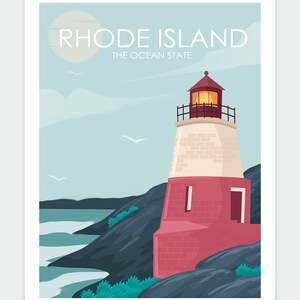 Rhode Island Poster, Newport Rhode Island, Coastal Wall Art, Retro Travel Poster, Travel Poster, Travel Gift, City Poster, Wedding Gift image 2