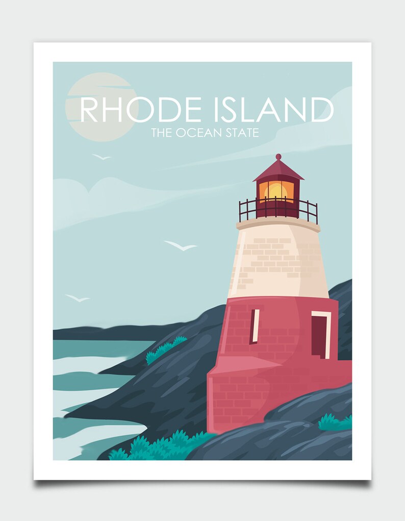 Rhode Island Poster, Newport Rhode Island, Coastal Wall Art, Retro Travel Poster, Travel Poster, Travel Gift, City Poster, Wedding Gift image 2