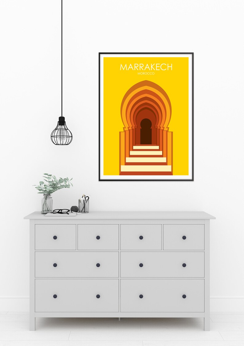Retro Travel Poster, Marrakech Travel Poster, Morocco Travel Poster, Travel Poster, Travel Gift, City Poster, Wedding Gift image 3