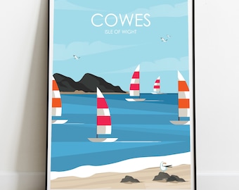 Kühe Reise Poster, Cowes Isle of Wight, Segeln Wandkunst, Küsten-Wand-Kunst, Reise-Poster, Isle of Wight Poster, Housewarminggeschenk