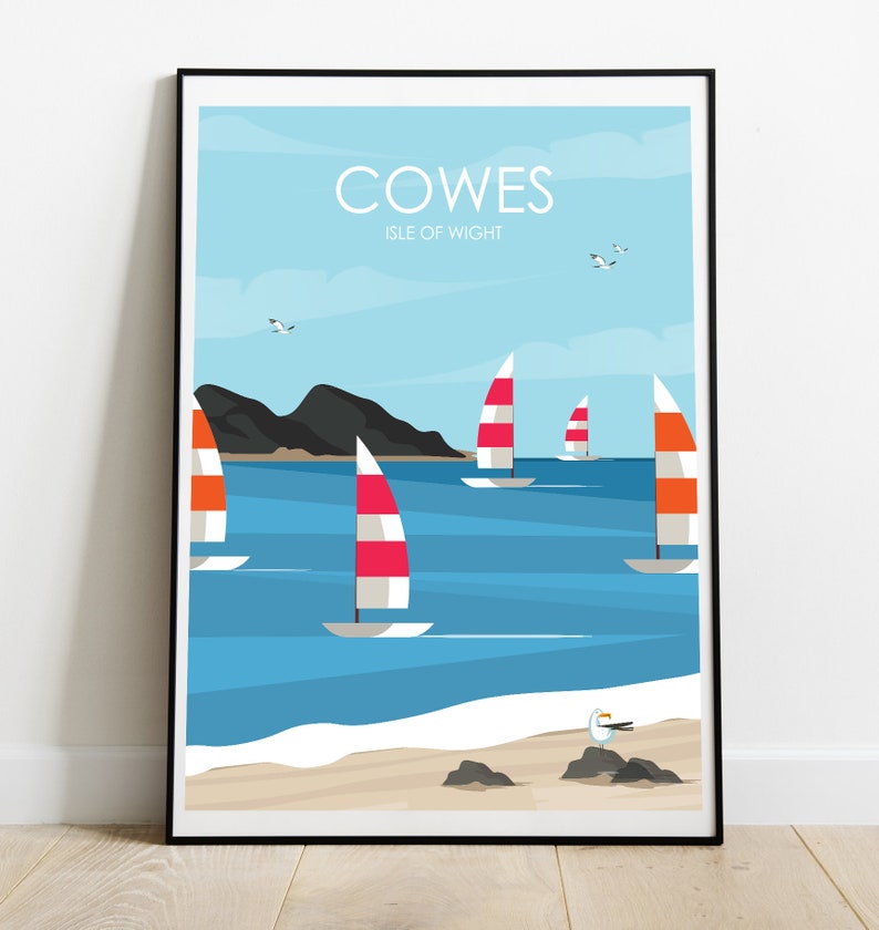 Cowes Travel Poster, Cowes Isle of Wight, Sailing Wall Art, Coastal Wall Art, Travel Poster, Isle of Wight Poster, Housewarming Gift image 1