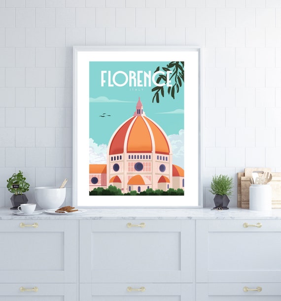 Florence Poster, Italy Poster, Retro Travel Wall Art, Travel Wall Art, Tourism Poster, Romantic Wall Art, Retro Poster, Wedding Gift