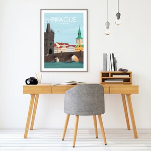 Prague Travel Poster, Retro Travel Poster, Prague Poster, Travel Poster, Travel Wall Art, Wedding Gift, Housewarming Gift, Leaving Gift image 4
