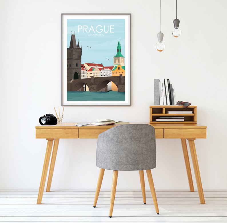 Prague Travel Poster, Retro Travel Poster, Prague Poster, Travel Poster, Travel Wall Art, Wedding Gift, Housewarming Gift, Leaving Gift image 4