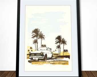 LA POSTER, Los Angeles Print, Travel Poster, Los Angeles Typography Poster, Retro Travel Poster, Graduation Gift, Housewarming Gift