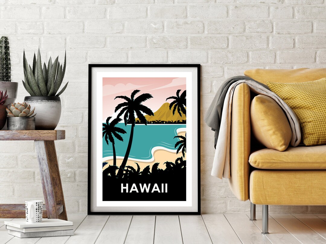 Hawaii Poster, Retro Hawaii Travel Print, Retro Poster, Hawaii Print ...
