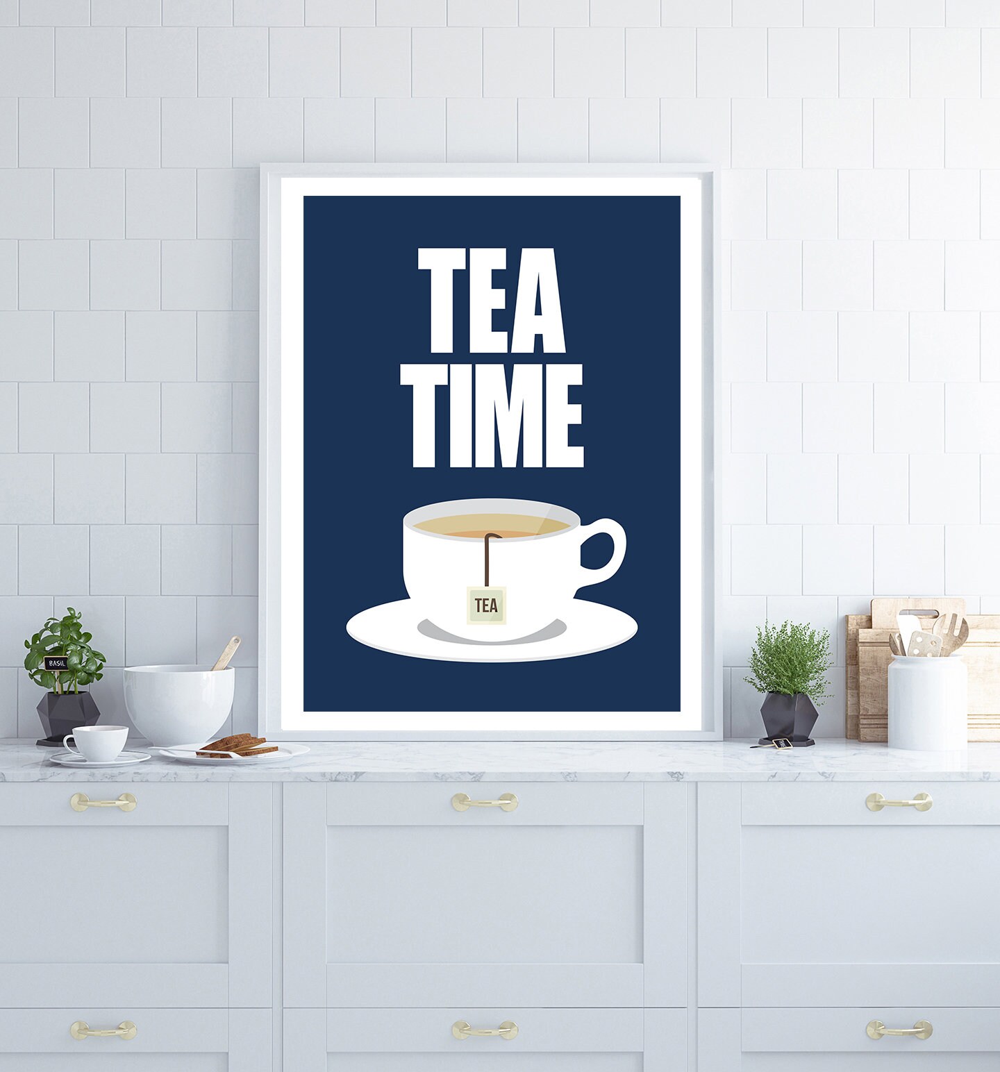 Tea Poster, Kitchen Wall Art, Drinks Poster, Tea Wall Art, Navy Decor ...