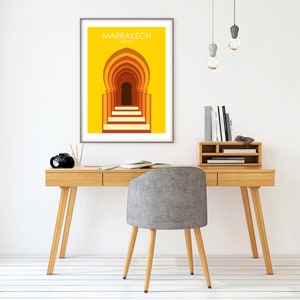 Retro Travel Poster, Marrakech Travel Poster, Morocco Travel Poster, Travel Poster, Travel Gift, City Poster, Wedding Gift image 4