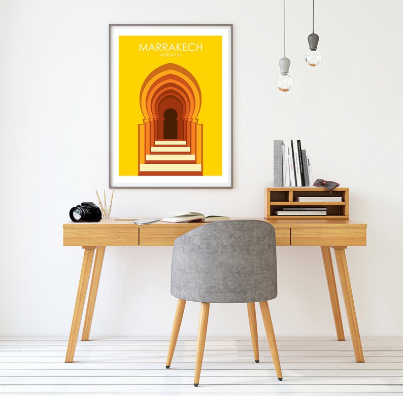 Retro Travel Poster, Marrakech Travel Poster, Morocco Travel Poster, Travel Poster, Travel Gift, City Poster, Wedding Gift image 4