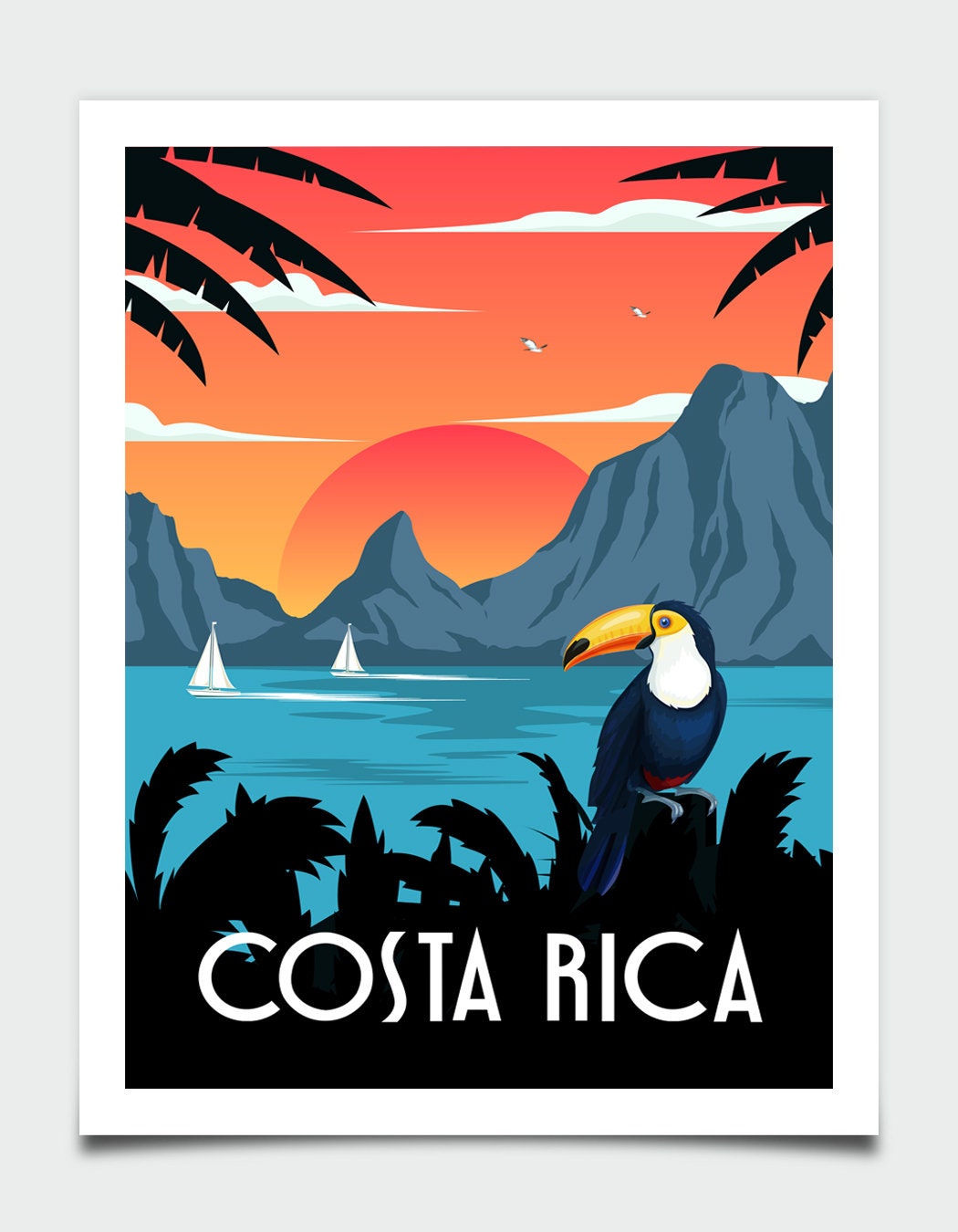 Etsy Travel Tropical Art, Rica Wall Art, - Poster, Wall South Costa Retro Print, Travel Costa Art Wall Wall Art, Poster, Rica American