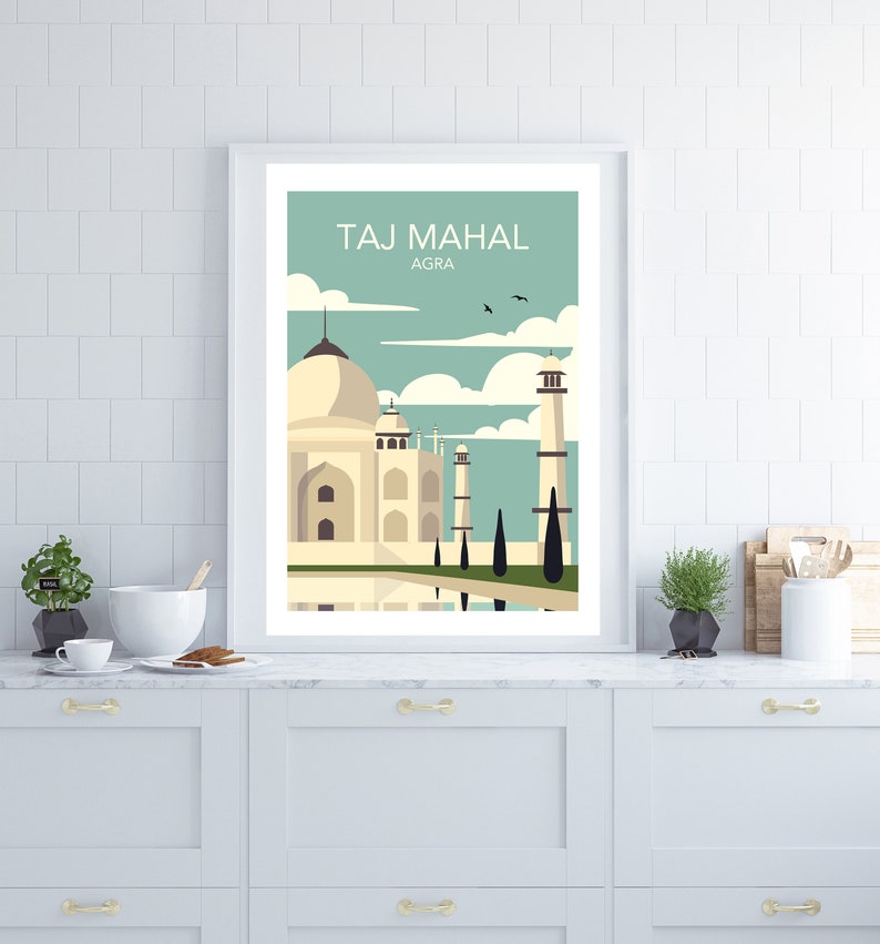 Taj Mahal Travel Poster Taj Mahal Wall Art Agra Wall Art Etsy