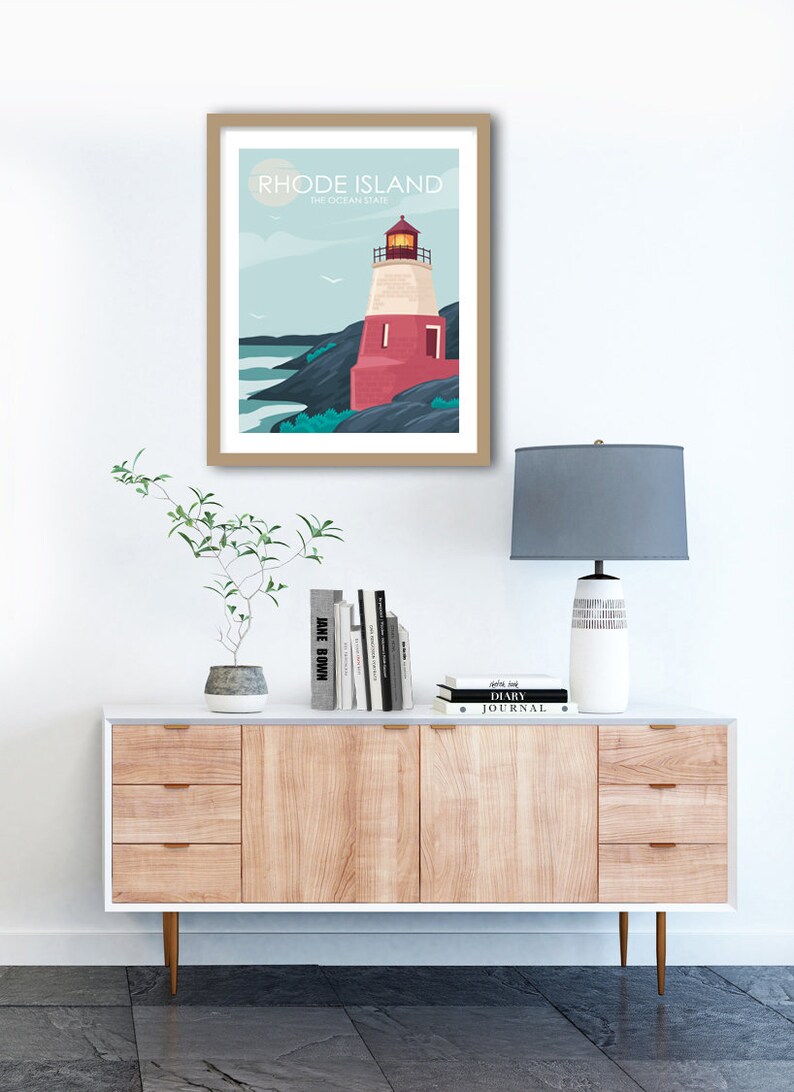 Rhode Island Poster, Newport Rhode Island, Coastal Wall Art, Retro Travel Poster, Travel Poster, Travel Gift, City Poster, Wedding Gift image 3