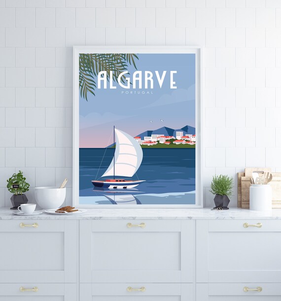 Algarve Poster, Algarve Wall Art, Portugal Travel Poster, Portugal Wall Art, Holiday Destination Art, Holiday Poster, Coastal Wall Art,