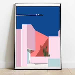 Art Deco Poster, Architectural Wall Art, Colourful Wall Art, Illustration, Large Wall Art, Living Room Art, Housewarming Gift