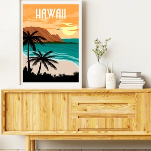 Hawaii Poster, Hawaii Wall Art, Travel Poster, Retro Travel Poster, Hawaii Print, Retro Poster, Coastal Decor, New Home Gift image 6