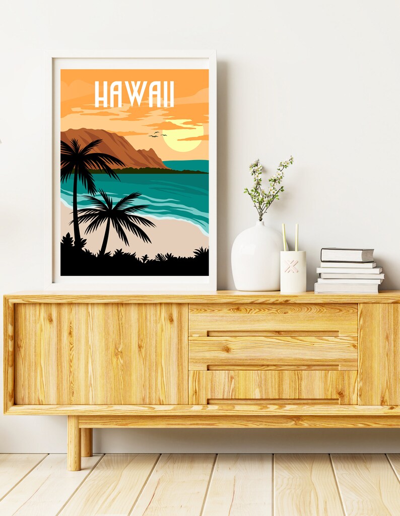 Hawaii Poster, Hawaii Wall Art, Travel Poster, Retro Travel Poster, Hawaii Print, Retro Poster, Coastal Decor, New Home Gift image 6